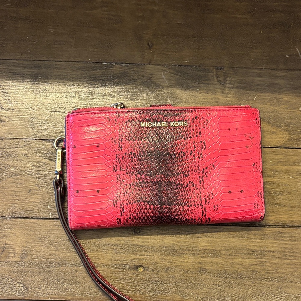 Michael Kors Pink Snake Print Wristlet